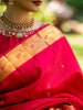 Red Floral Woven Pure Kanchipuram Silk Saree - Diadem