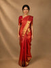 Red Floral Woven Pure Kanchipuram Silk Saree With Rich Zari Border