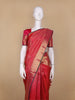 Red Floral Woven Pure Kanchipuram Silk Saree with Zari Border