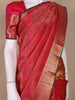 Red Floral Woven Pure Kanchipuram Silk Saree with Zari Border