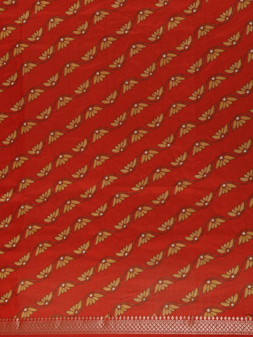 Red Floral Woven Tussar Silk Saree - Diadem