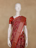 Red Floral Woven Tussar Silk Saree - Diadem