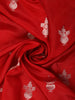 Red Floral Zari Woven Design Pure Banarasi Saree with Silver Zari Border