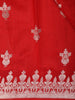 Red Floral Zari Woven Design Pure Banarasi Saree with Silver Zari Border