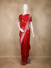 Red Floral Zari Woven Design Pure Banarasi Saree with Silver Zari Border