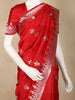 Red Floral Zari Woven Design Pure Banarasi Saree with Silver Zari Border