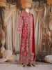 Red Floral and Sequins Embroidered Georgette Palazzo Suit