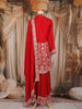 Red Floral and Sequins Embroidered Georgette Palazzo Suit