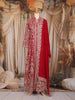 Red Floral and Sequins Embroidered Georgette Palazzo Suit
