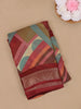 Red Geometric Design Linen Cotton Saree