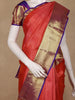Red Geometric Diamond Woven Design Pure Kanchipuram Silk Saree - Diadem