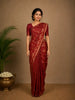 Red Geometric Floral Design Semi Tussar Silk Saree