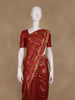 Red Geometric Floral Design Semi Tussar Silk Saree