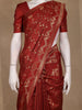 Red Geometric Floral Design Semi Tussar Silk Saree
