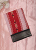 Red Geometric Ikat Woven Design Mixed Silk Cotton Saree with Contrast Border