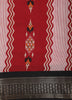 Red Geometric Ikat Woven Design Mixed Silk Cotton Saree with Contrast Border