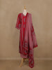 Red Geometric Printed Cotton Salwar Suit with Dupatta