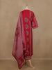 Red Geometric Printed Cotton Salwar Suit with Dupatta