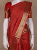 Red Geometric Woven Pure Kanchipuram Silk Saree with Zari Border