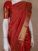 Red Geometric Woven Pure Kanchipuram Silk Saree with Zari Border
