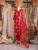 Red Ikat Printed Stripes Cotton Salwar Suit