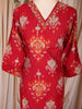 Red Ikat Printed Stripes Cotton Salwar Suit