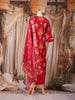Red Ikat Printed Stripes Cotton Salwar Suit