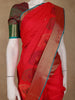 Red Paisley Designed Soft Silk Saree With Contrast Dark Green Blouse - Diadem