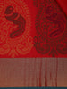 Red Paisley Designed Soft Silk Saree With Contrast Dark Green Blouse - Diadem