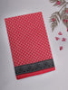 Red Paisley Printed karishma Cotton Saree with Black Ornamental Border