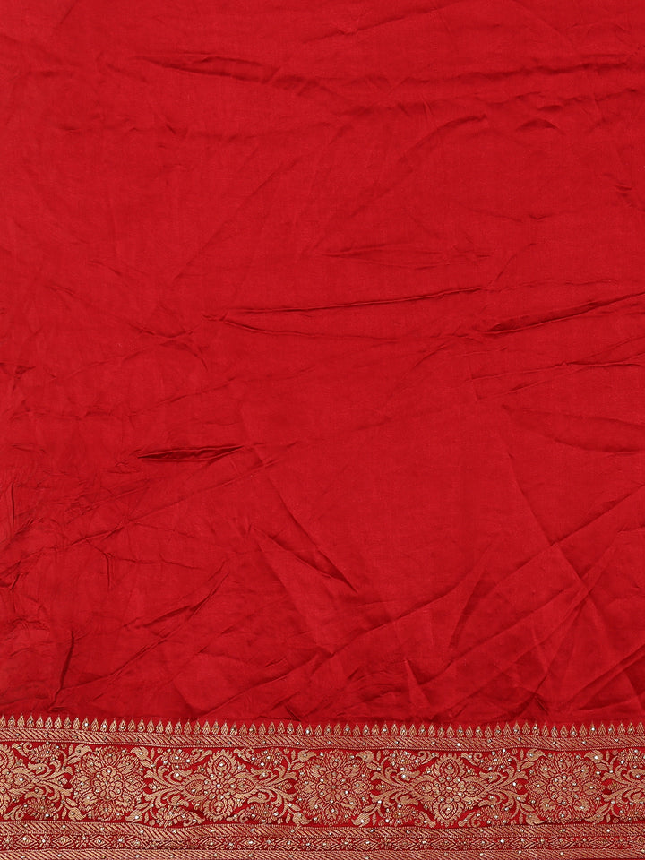 Red Paisley Woven Banarasi Silk Saree - Diadem