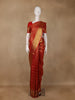 Red Peacock Motif Pure Kanchipuram Silk Saree With Zari Border