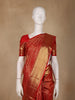 Red Peacock Motif Pure Kanchipuram Silk Saree With Zari Border