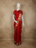 Red Peacock Woven Kanchipuram Silk Saree with Zari Border