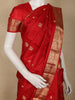 Red Peacock Woven Kanchipuram Silk Saree with Zari Border