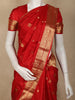 Red Peacock Woven Kanchipuram Silk Saree with Zari Border