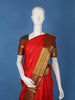 Red Peacock Woven Pure Kanchipuram Silk Saree With Zari Border