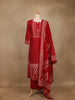 Red Printed Cotton Salwar Suit with Dupatta - Diadem
