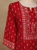 Red Printed Cotton Salwar Suit with Dupatta - Diadem