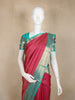Red Pure Kanchipuram Bridal Silk Saree with Floral Design on the Body with Contrast Zari Border