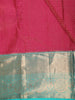 Red Pure Kanchipuram Bridal Silk Saree with Floral Design on the Body with Contrast Zari Border