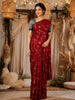 Red Rabbit and Floral Design Semi Banarasi Saree