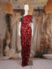 Red Rabbit and Floral Design Semi Banarasi Saree