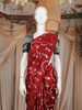 Red Rabbit and Floral Design Semi Banarasi Saree