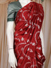 Red Rabbit and Floral Design Semi Banarasi Saree
