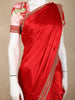 Red Satin Saree with Designer Border