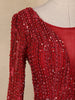 Red Sequins Embellished Design Net Ball Gown with Full Sleeves