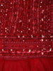 Red Sequins Embellished Design Net Ball Gown with Full Sleeves