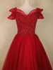 Red Sequins Embellished Design Party Wear Net Gown