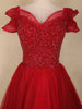 Red Sequins Embellished Design Party Wear Net Gown